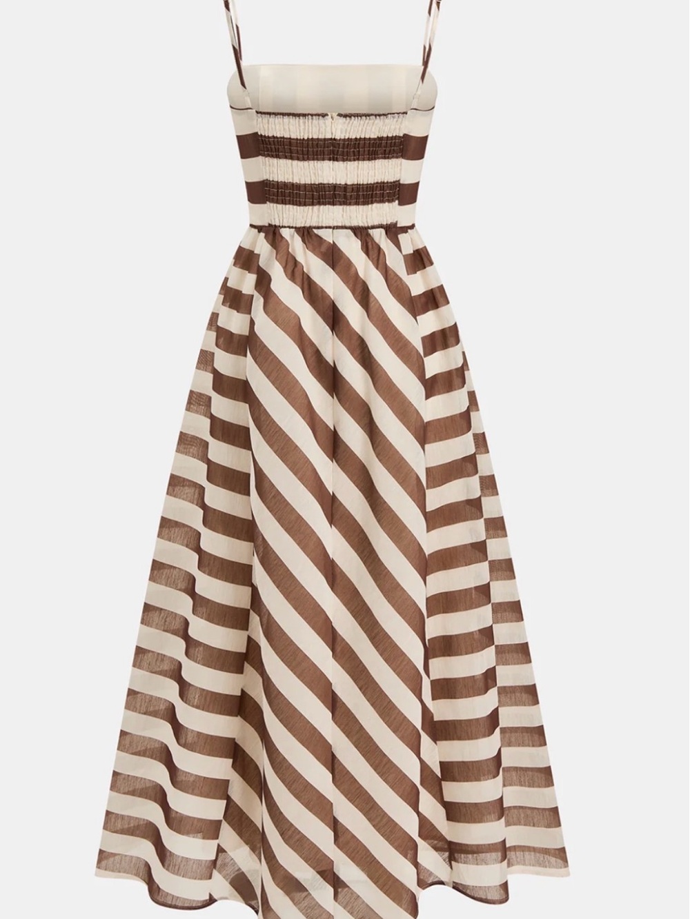 Commense Brown Cream Spaghetti Strap Striped Cami Maxi Dress Flow XS - Picture 3 of 6